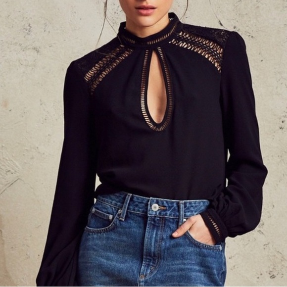 Tularosa Tops - Tularosa black blouse with keyhole